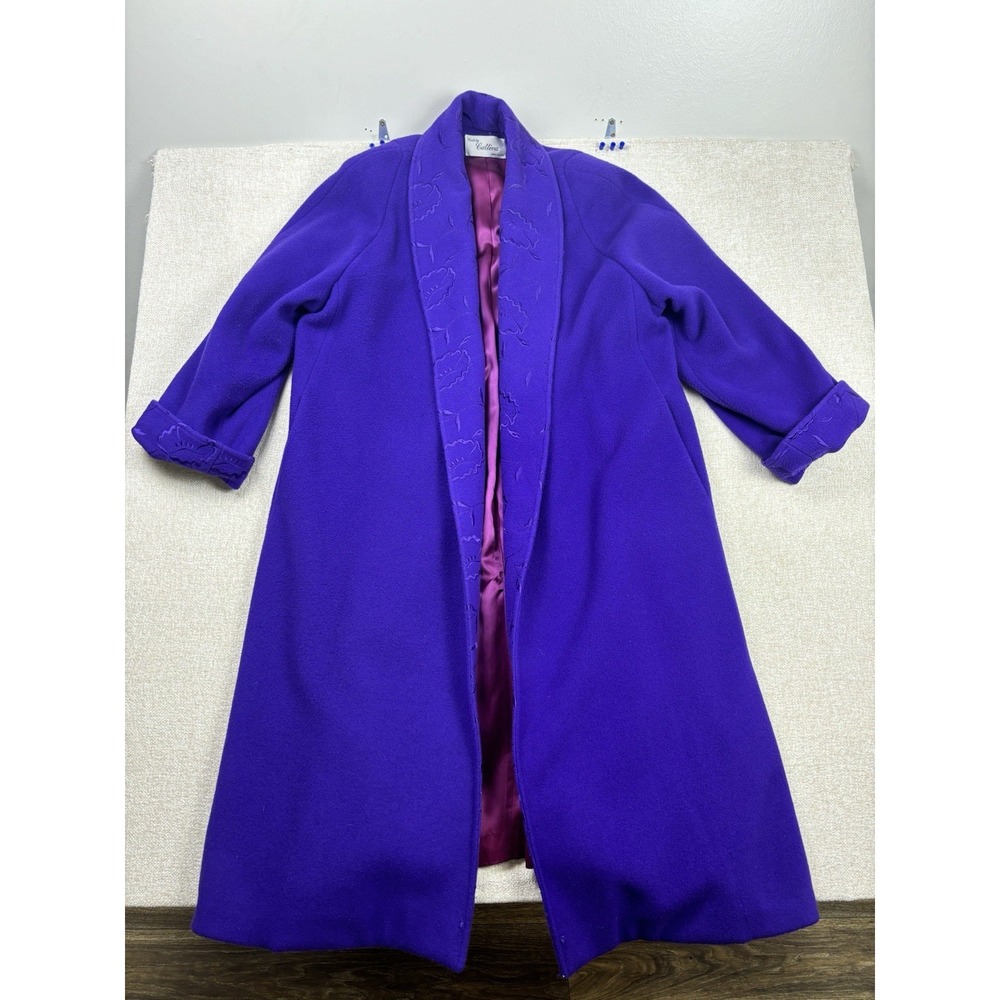 Vintage 80s Cattiva Embroidered Coat Womens Size 10 Purple .